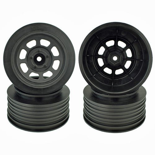 DE RACING SPEEDWAY TRAXXAS SC REAR BLACK WHEELS FOR SC TIRES DER-DS4-RB